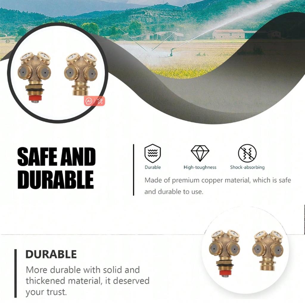 4 Hole Adjustable Brass Spray Misting Nozzle Garden Sprinklers Irrigation Fitting Jardim Home Watering Garden Tools
