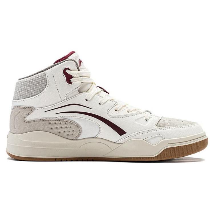 Li Ning Desert Plains Cushioning Lightweight High Top Skateboard Shoes Men's White Gray AGCT285-2