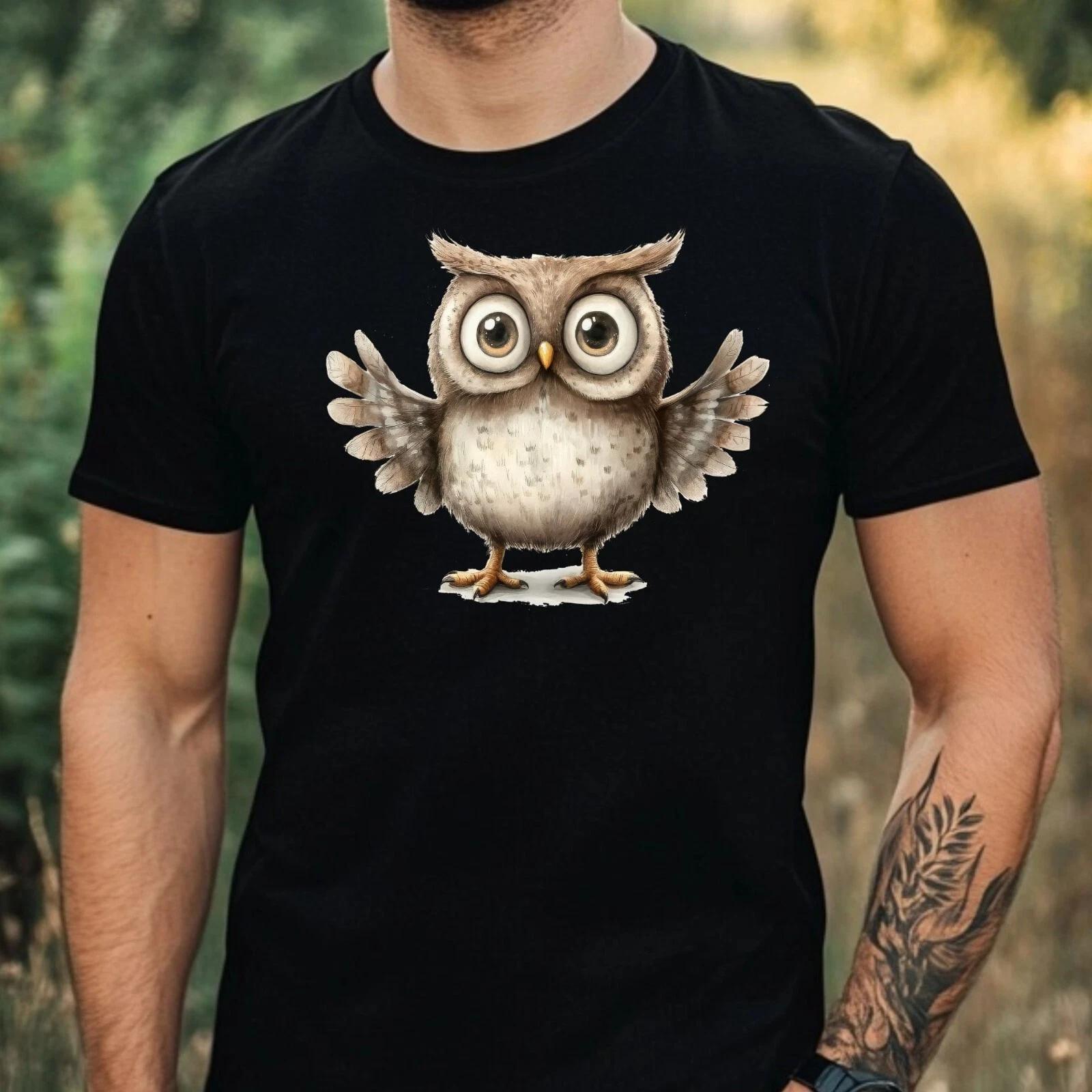 T-Shirt Herren Lustige Eule Motiv Baumwolle Größe XS bis 5XL L