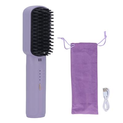 2500mAh Hair Straightener Brush Fast Heating Portable Hair Straightening Comb for Women Purple