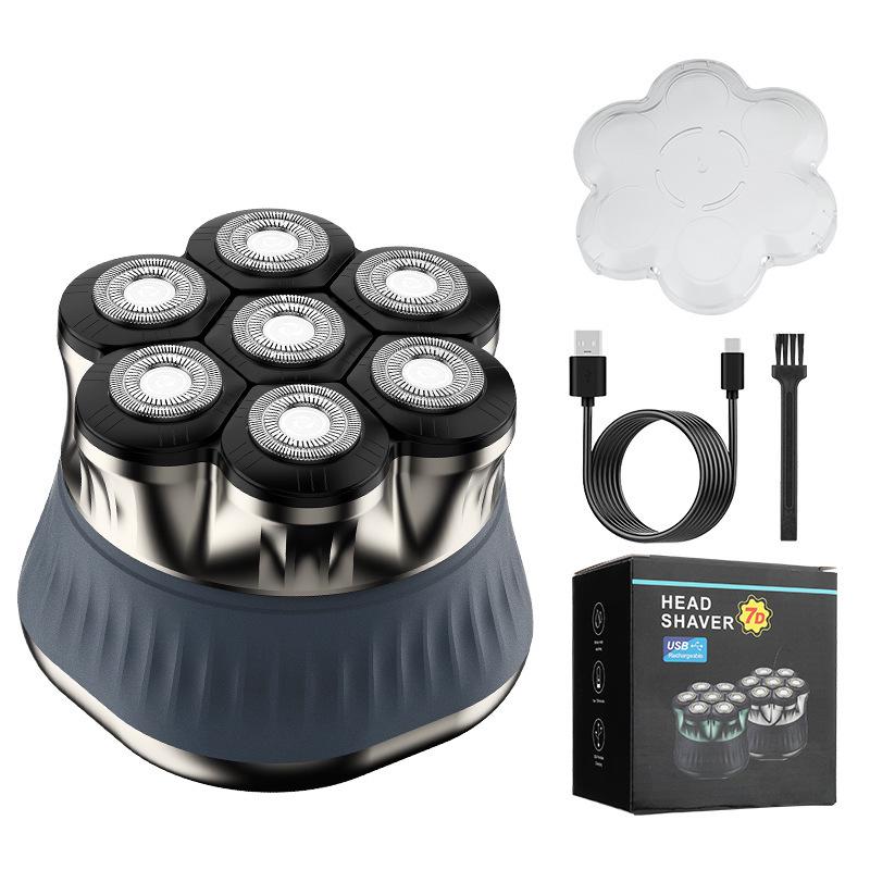 

Magnetic 7-Head Electric Bald Head Shaver & Beard Trimmer - Men s High-Power, Whole Body Washable Clipper синій