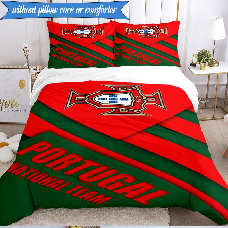 3PCS Portugal's National Emblem Bedding Set 2D Printing (Includes 1 Duvet Cover + 2 Pillowcases Coreless), Bedroom decor,Fan gift