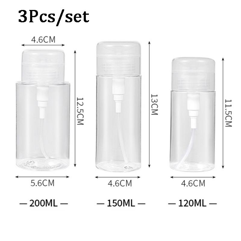 Cleaner Bottle Clear Bottle Push Down Empty Lockable Pump Dispenser Bottle for Nail Polish and Makeup Remover
