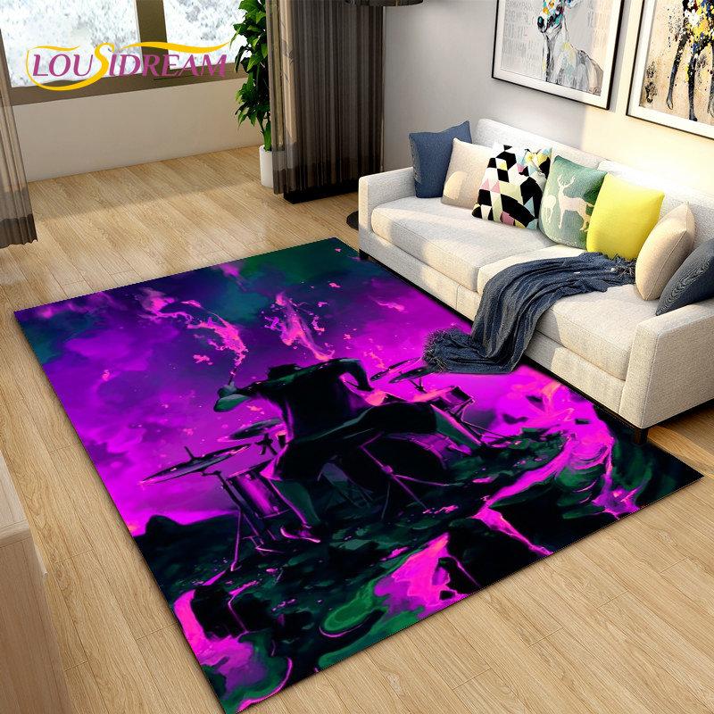 Drum Kit Music Instruments Area Rug Large,Carpet Rug for Living Room Bedroom Sofa Doormat Decoration,Kitchen Non-slip Floor Mat
