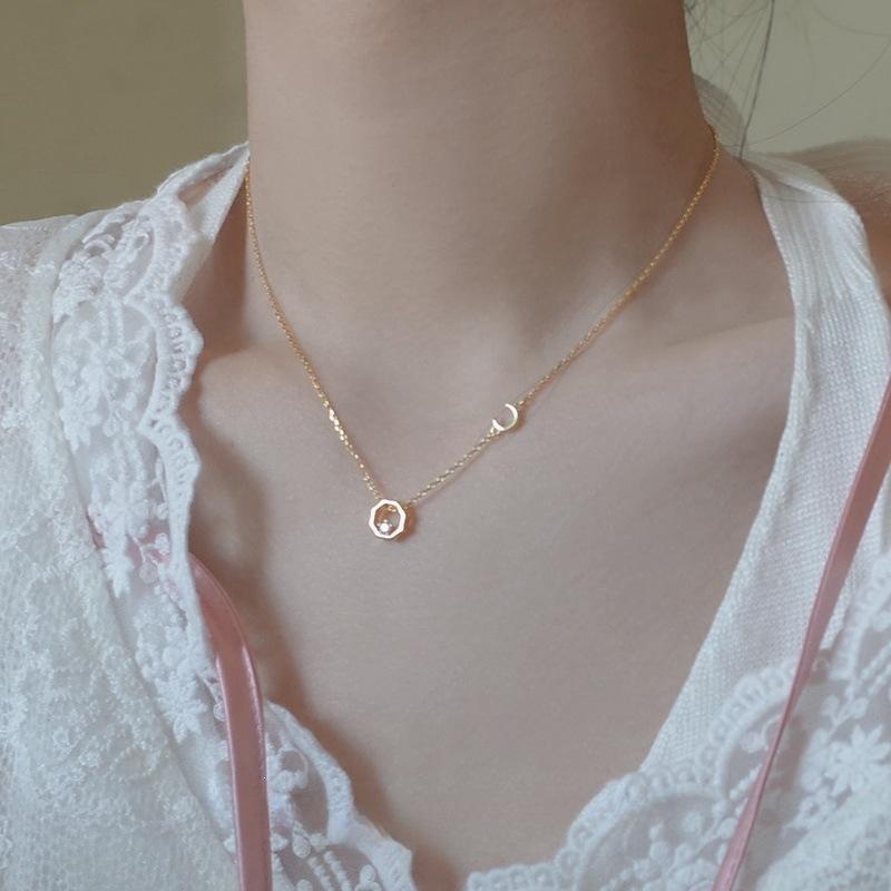Moon & Star 14K Gold Plated S925 Silver Pendant Necklace