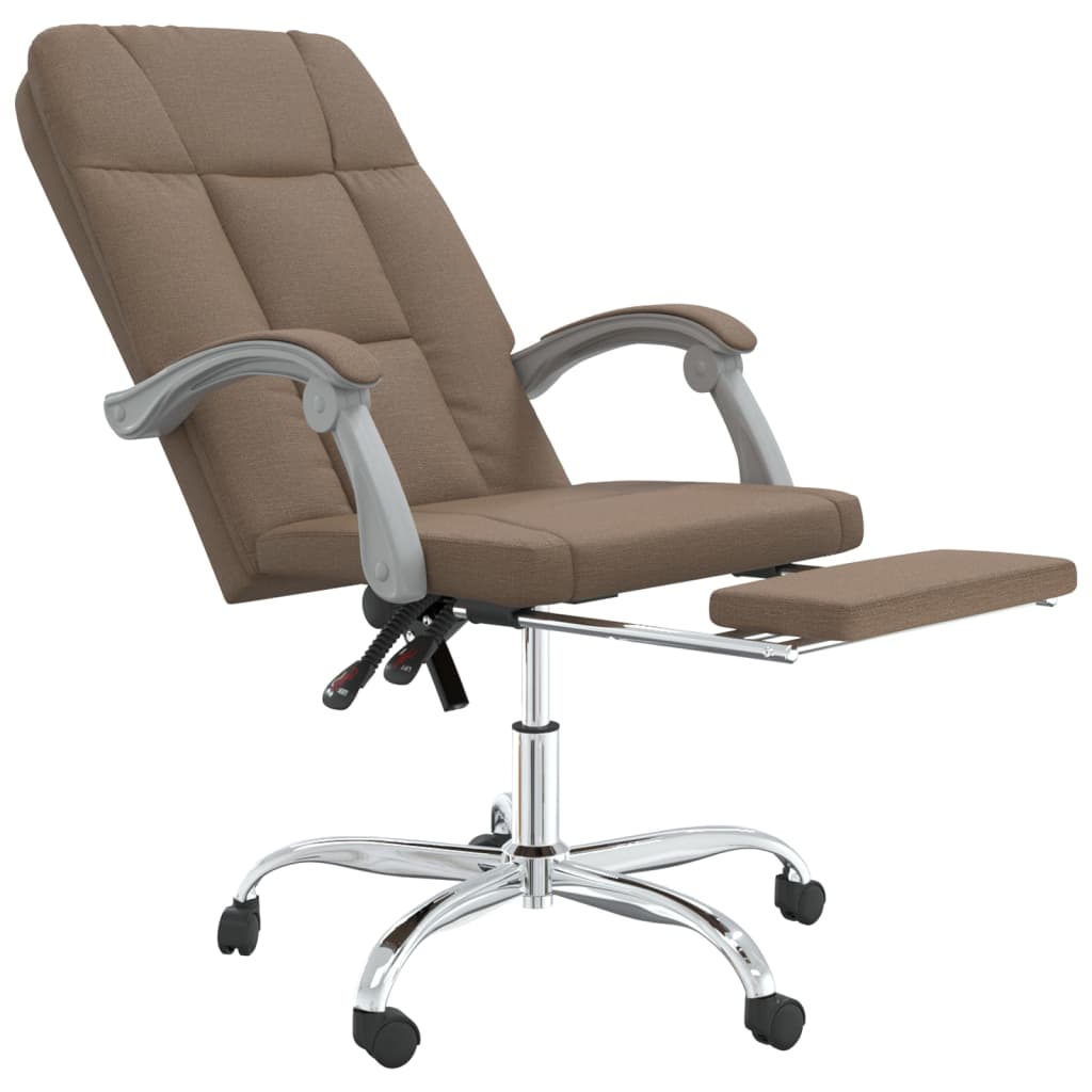 Office Chair with Reclining Function Brown Fabric