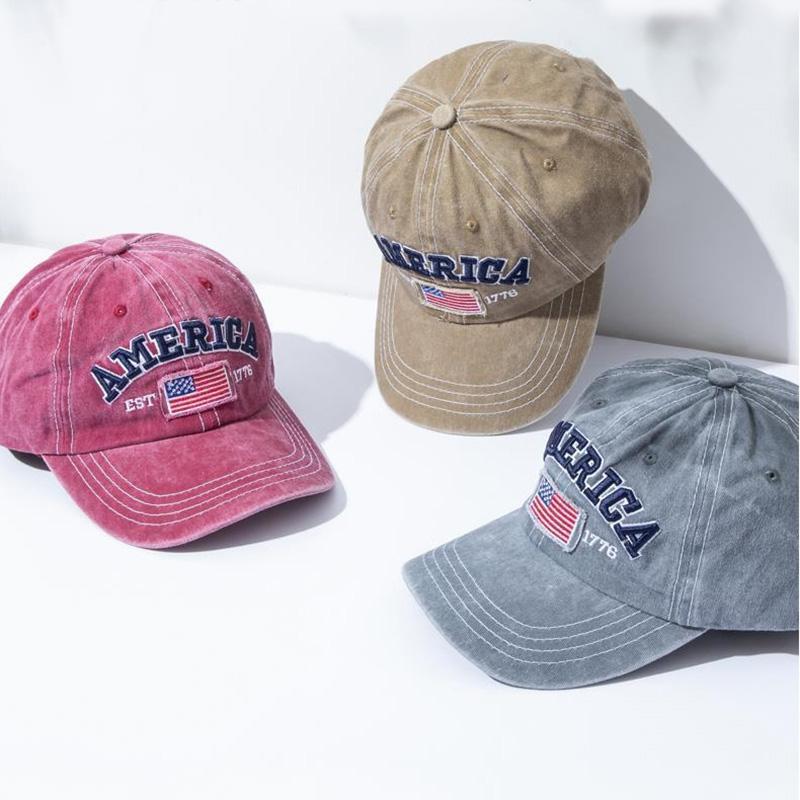 Vintage USA Flag Embroidered Baseball Cap - Bold Lettering, Distressed Wash, Sun Protection - Trendy Dad Hat for Outdoor