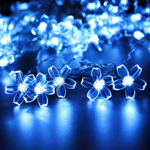 Outdoor Garden Sakura Flower Solar Lamp 10/20/50LED String Fairy Lights Solar Garlands Garden Christmas Courtyard Decor