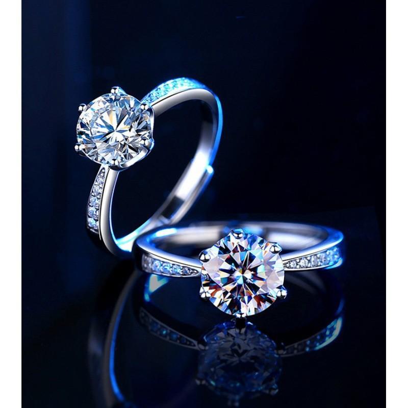 Anello Vivo in Moissanite Simulato Anello per Coppia Uomo e Donna Coppia Anello Diamante da 1 Carato Matrimonio Fidanzamento Proposta Regalo