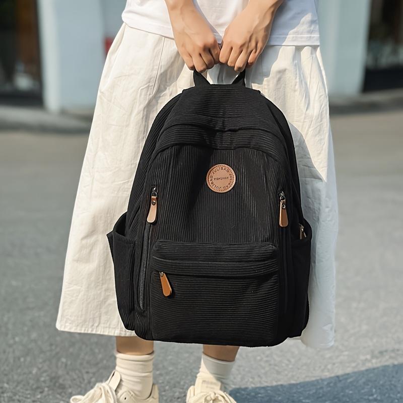 Women's Olive Green Corduroy Backpack Large Capacity Backpacks Casual Daypack Work School Travel Ideal Gift for Students School
