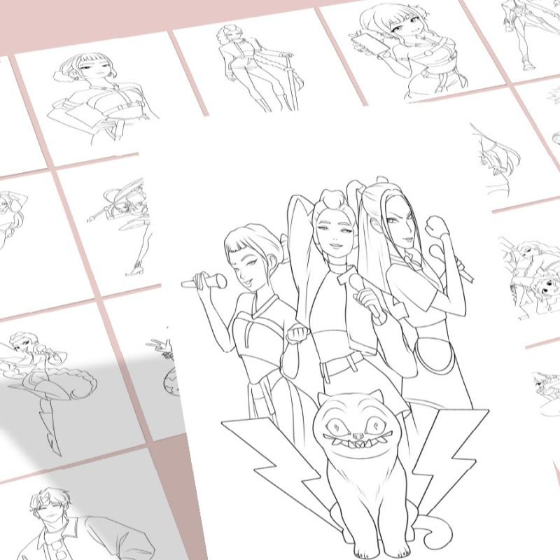 1/3 Adet Kpop Şeytan Avcıları Rahat Boyama Kitapları Çocuk Çizim Sanat Malzemeleri Huntrix Rumi Mira Zoey Resim Kitabı Hediyeler