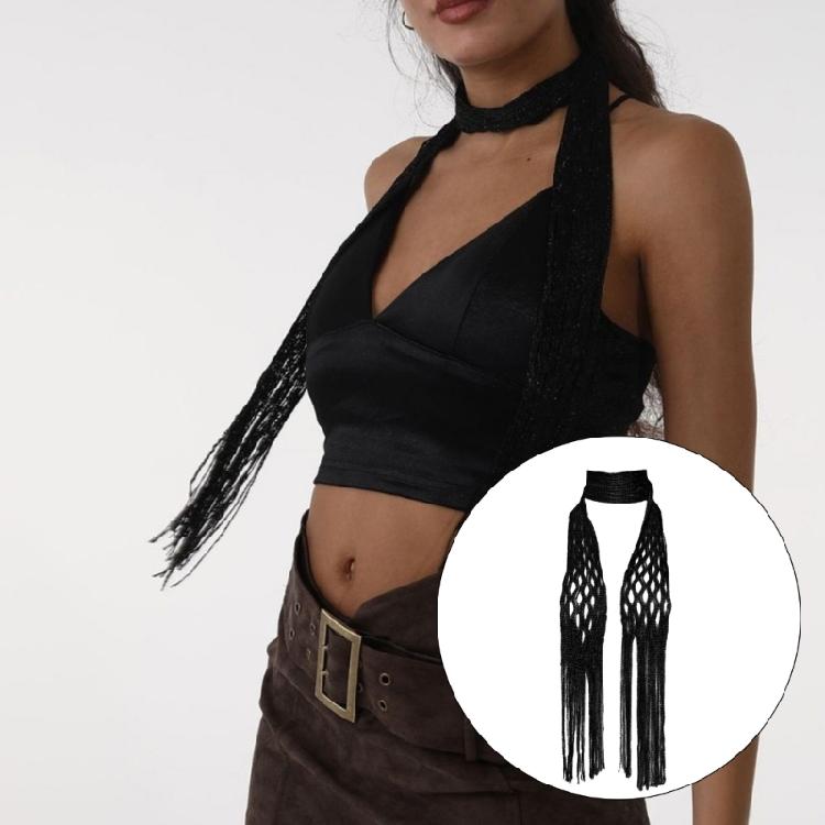 Women Skinny Scarf Thin Choker Knit Belt Stripe Long Tie Scarf Bag Handle Wrap