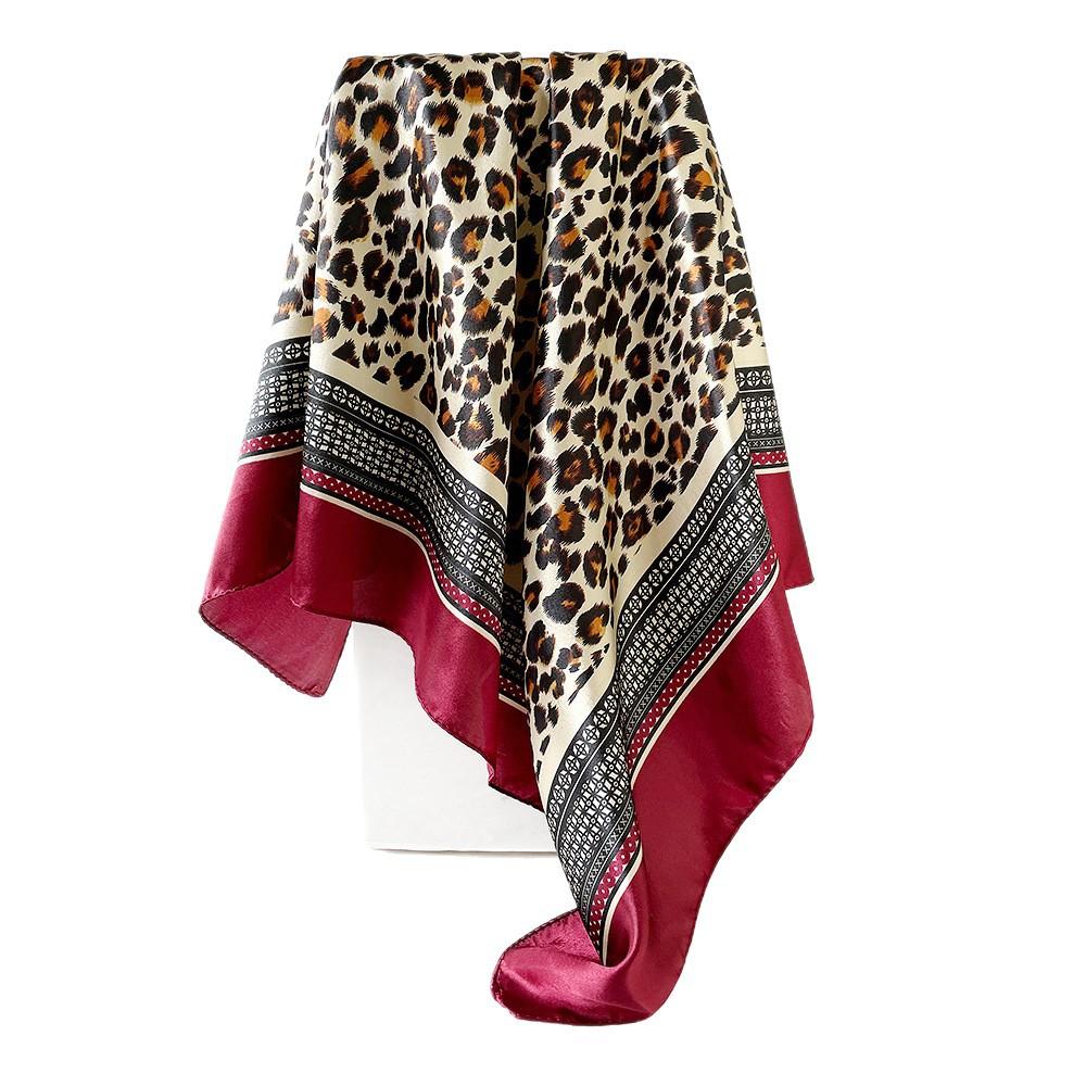 Artificial Silk Scarf 90cm Women's New Arrival Headscarf Satin Square Scarf Leopard Print Shawl