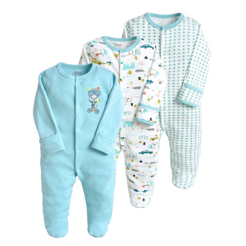 2026 New European and American Style Baby Cotton Long-Sleeve Romper Newborn Baby Bear Bicycle Cartoon Little Bear Bikes 0-3