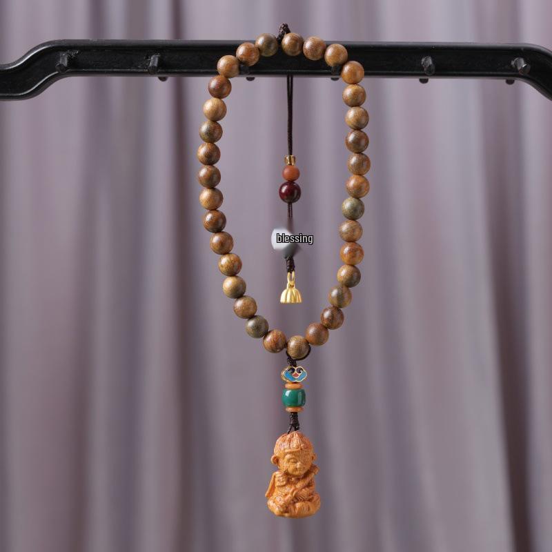 Golden Sandalwood Cute Star Gourd Car Pendant for Peace