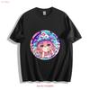 Touhou Project Yuyuko Saigyouji T Shirt Psychedelic Circle Design  Vintage Washed Breathable Versatile Homme Fashion