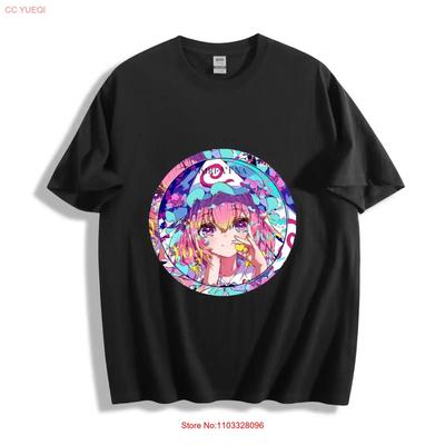 Touhou Project Yuyuko Saigyouji T Shirt Psychedelic Circle Design  Vintage Washed Breathable Versatile Homme Fashion
