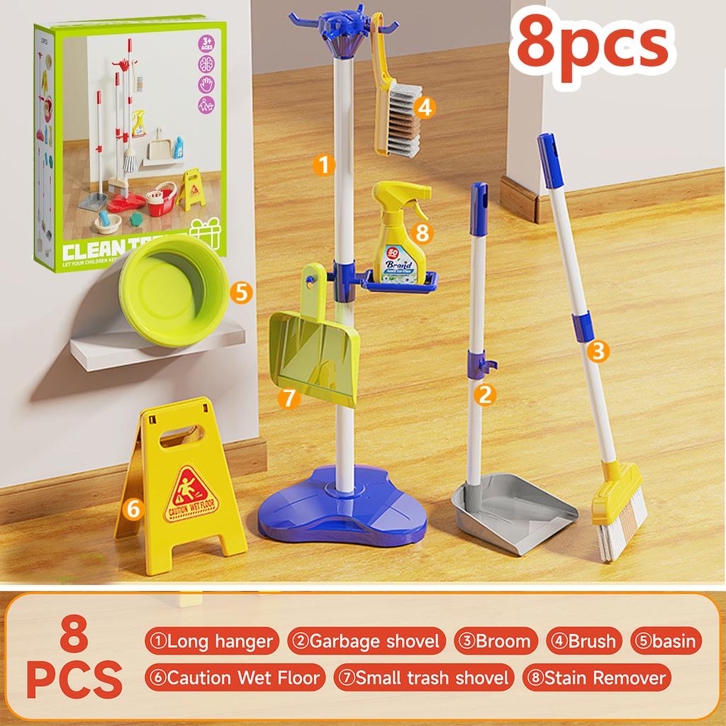 Reinigungsspielzeug-Set für Kinder Kleinkinder Mini-Besen Kehrschaufel Wischmopp Rollenspiel Haushaltspflege Zubehör-Sets Montessori Spielzeug Mädchen Junge Geschenke
