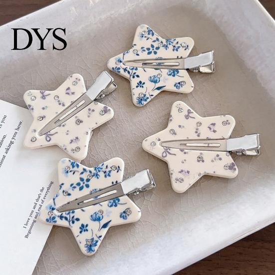 Hairpin Traceless Hair Clip, Five-Pointed Star Shape Pin Korean Floral with Pattern, Compact Versatile Accessories Clip