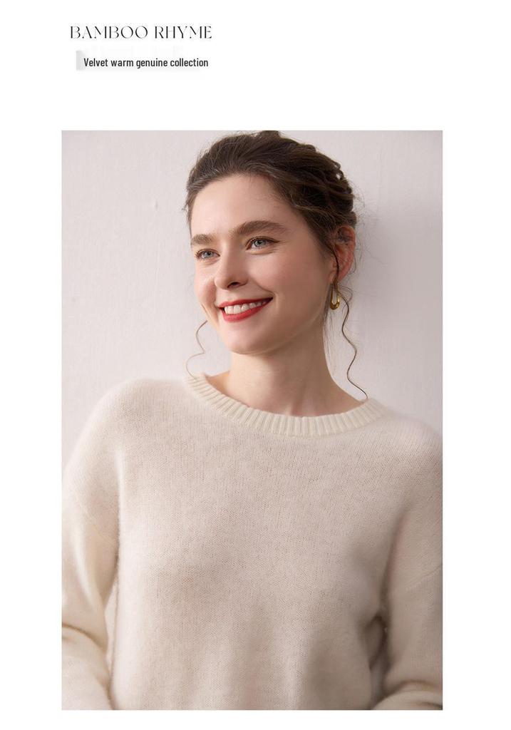 New Autumn/Winter Women's Cashmere Knit Pullover - Loose Fit, Slimming Round Neck