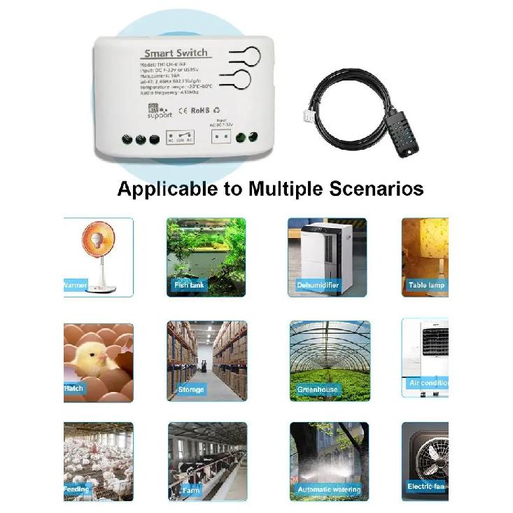 eWeLink WiFi Switch 10A 2200W Wireless Control with Power Consumption Monitoring Temperature and Humidity Thermostat Alexa
