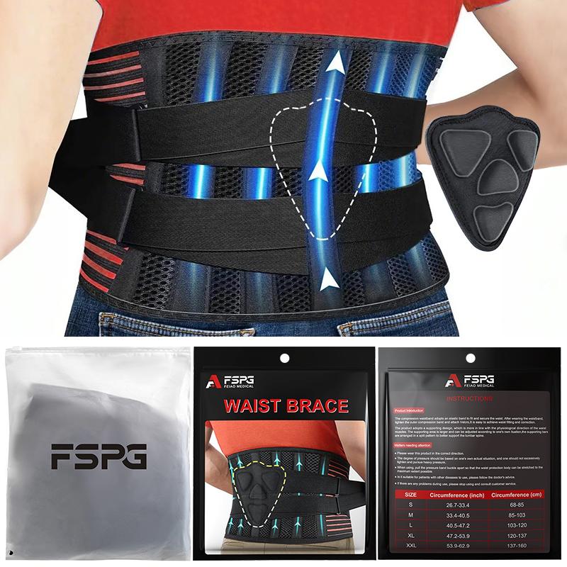 FSPG Factory OEM Breathable Waist Support Belt BIONIC SPINE LUMBAR SUPPORT WITH EVA PAD S чёрный