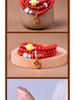 6mm Cinnabar and Amber Triple-Round Bracelet with Pendant