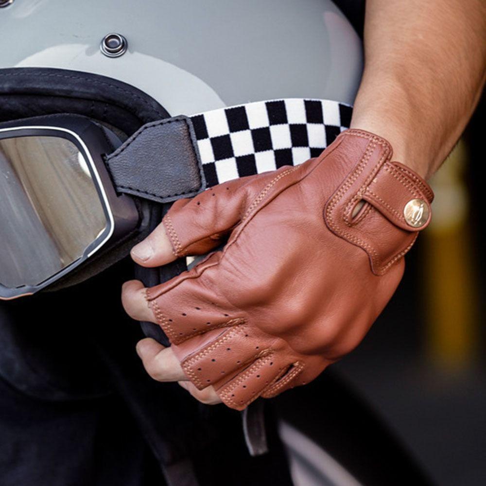 Anti-Slip Riding Protective Gloves Vintage Half Finger Gloves Motorcycle Gloves  Protective Gear