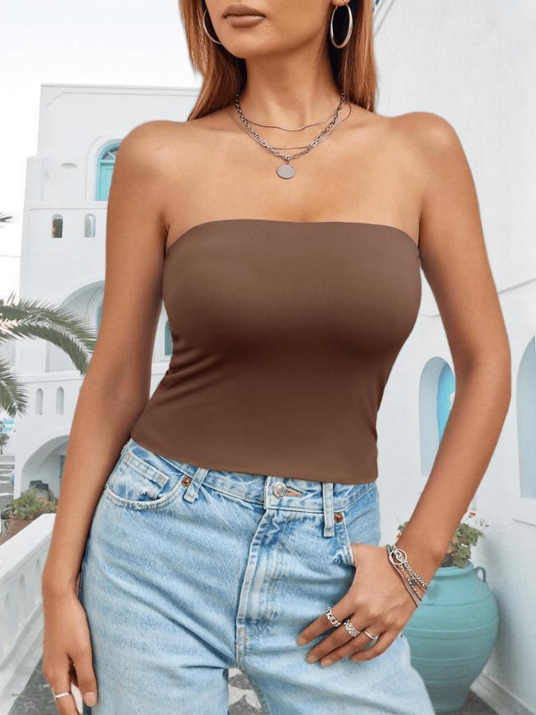 Women's Strapless Tube Top Stretchy Y2K Clubwear Basic Cami