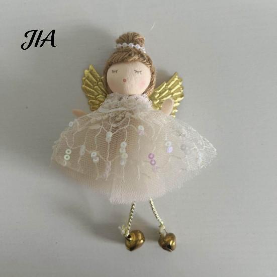 Pastel Christmas Tree Decor Angel Ornaments, Cute Plush Doll Pendant with Soft Furnishing Party Accents Bell for Tree, Holiday Home Simple Scene