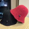 Korean Style Knitted Fisherman Hat for Women In Autumn and Winter All Match Plain Bucket Hat Thickened Warm Woolen Hat Small Basin Hat Showing Face
