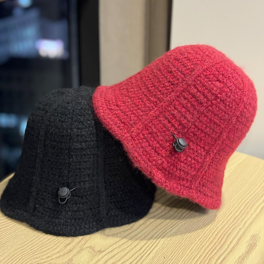 Korean Style Knitted Fisherman Hat for Women In Autumn and Winter All Match Plain Bucket Hat Thickened Warm Woolen Hat Small Basin Hat Showing Face