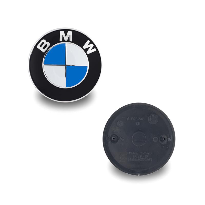 Passt für BMW Original-Logos mit schwarzem Hintergrund für vorne und hinten; 82mm/74mm Motorhauben- und Kofferraumembleme.