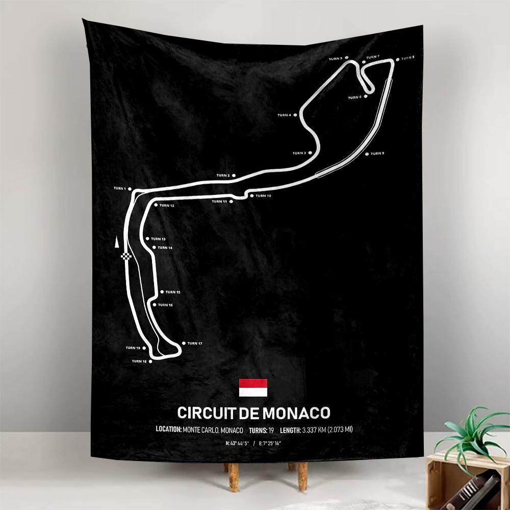 Circuit de Monaco Track Map Black F1 Racing Fans Wall Hanging Tapestry for Bedroom Wall Decor