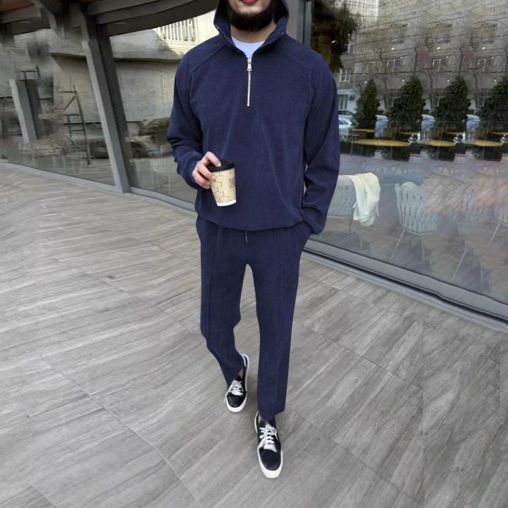Men's Stand-up Collar Half-zip Trendy Suit Casual Men's New Sweatshirt Suit