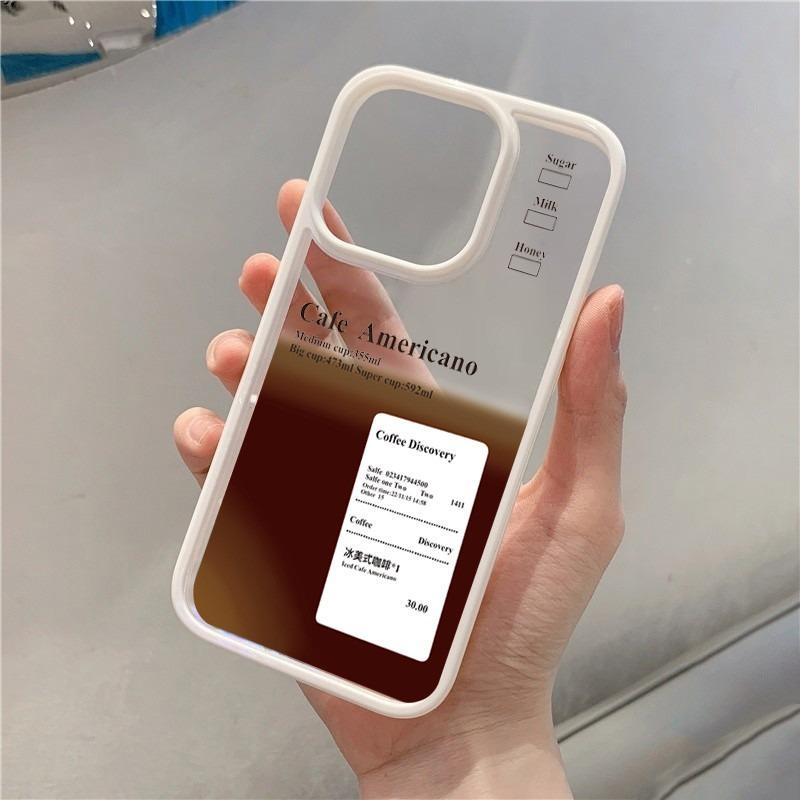 Ice Coffee Pattern Phone Case Iphone15pro For iPhone 16 15 Pro Max 16pro 14 13 12 11 XS X XR 7 8 Plus Acrylic Hard Shell