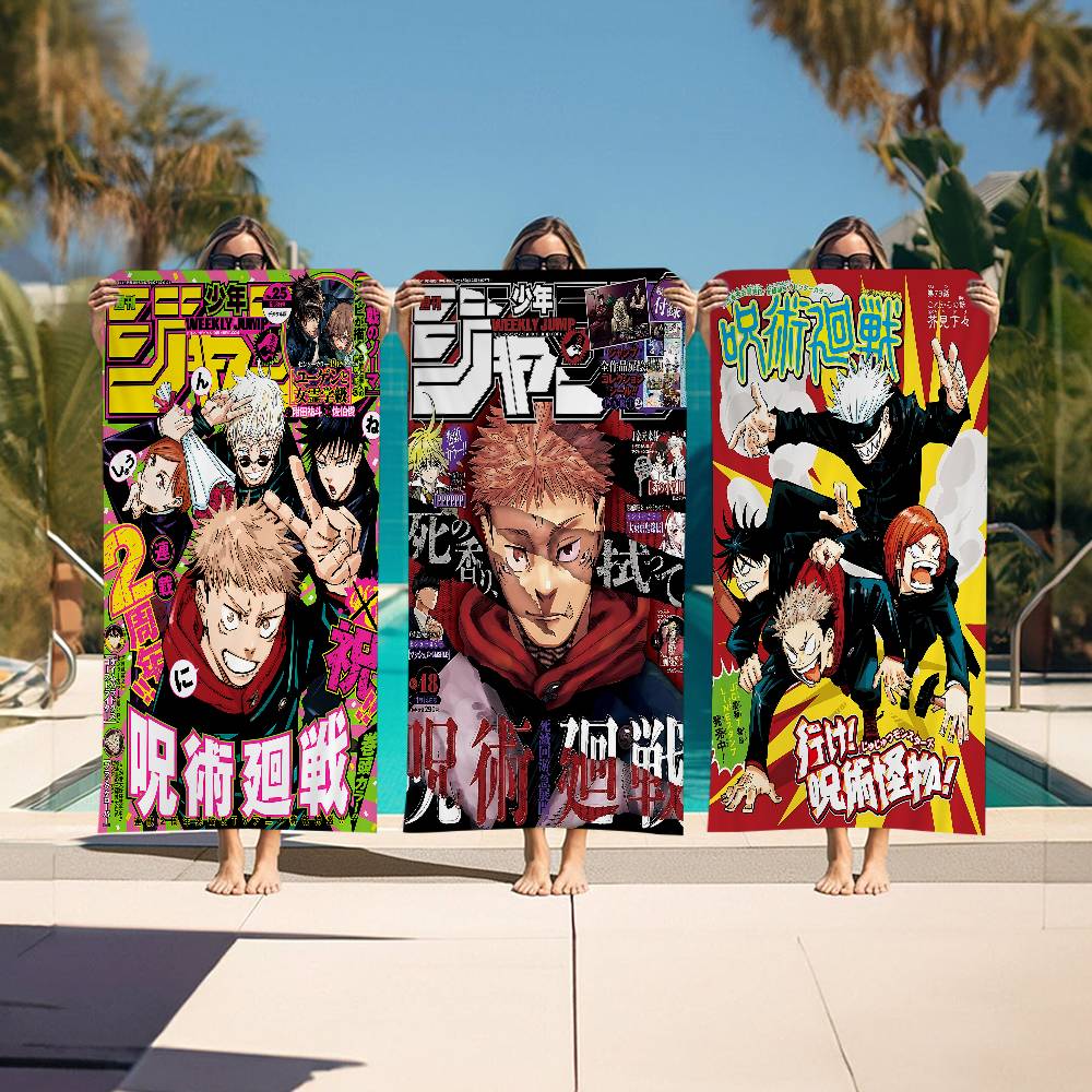 Jujutsu Kaisen Anime Mikrofaser Bedrucktes Strandtuch Bergsteigen Yoga Strand Schwimmen Laufen Saugfähiges Weiches Handtuch