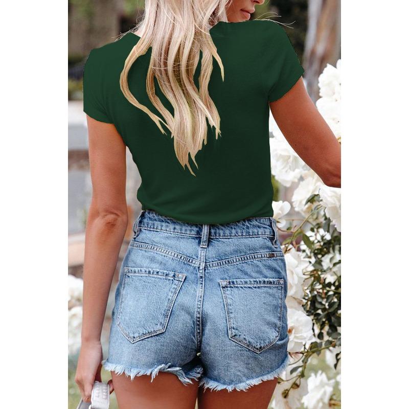 Spring Summer Women's T-shirt, Sexy V-neck Tops, Women's Short Sleeve T-shirt