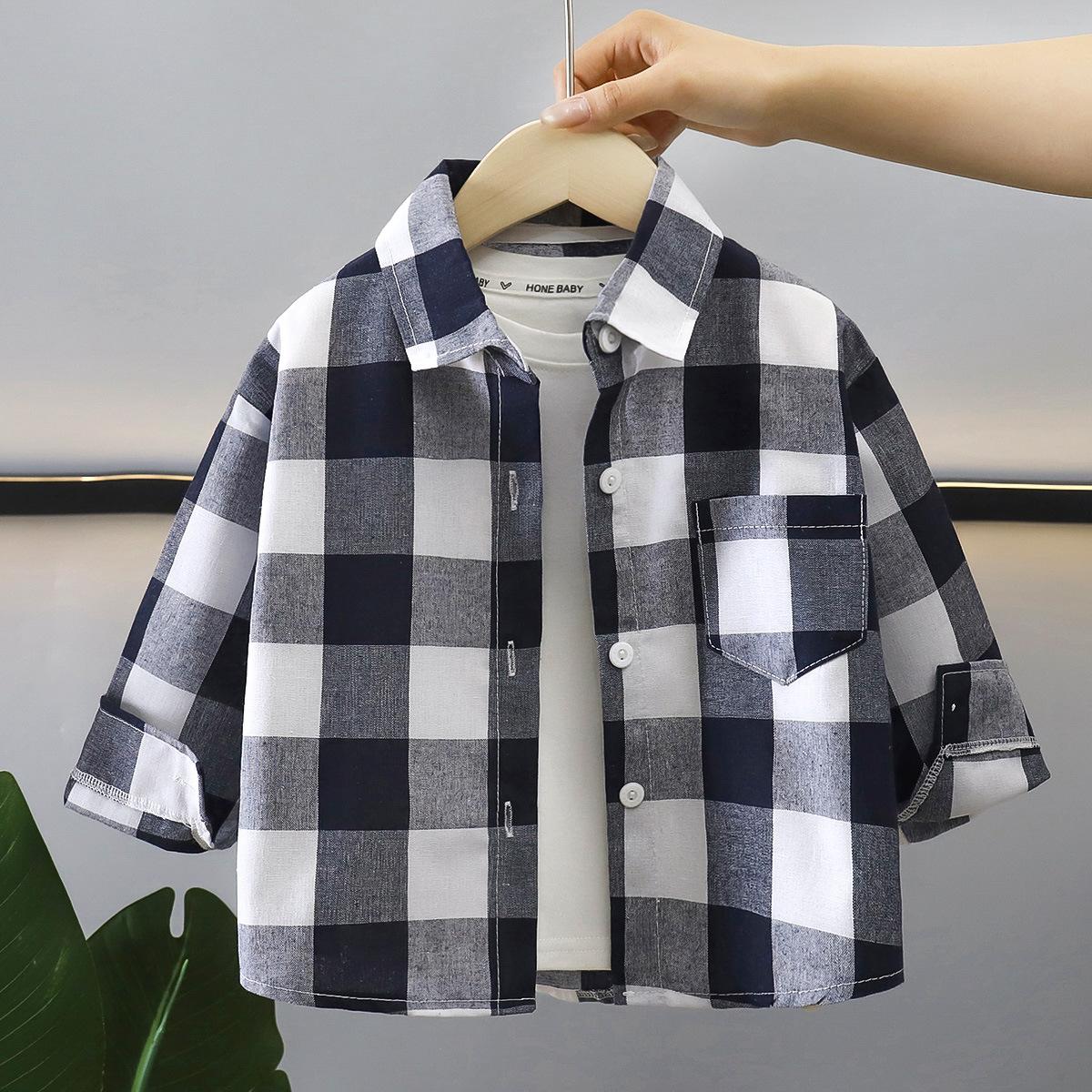 

Children s Checkered Shirt for Spring and Autumn 80cm