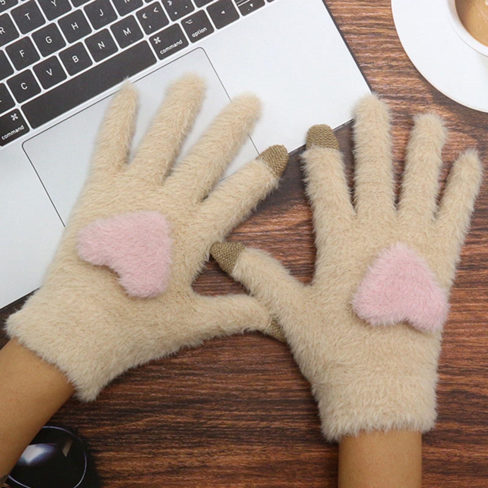 Winter Gloves Plus Velvet Thick Cold ,proof Cycling Mesh Knitted Gloves Warm Unisex Gloves One Size