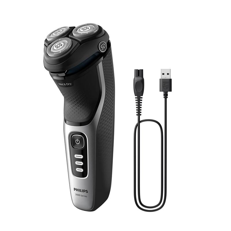 Бритва Philips Series 3000, стальная металлическая бритва, для влажного/сухого бритья волос на лице, перезаряжаемая водонепроницаемая беспроводная мужская электробритва