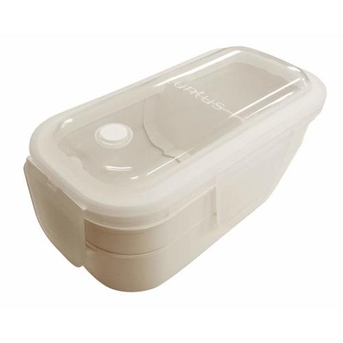 Asvel Lantus WTL-T600 Lunch Box, 600ml, Ivory, Freezer-Safe, 17.8cm Wide X 8.9cm Deep X 8.9cm High, Antibacterial, Two-Tier
