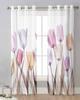 Tulip Flower Sheer Curtains for Living Room Decoration Window Curtains for Kitchen Tulle Voile Organza Curtains