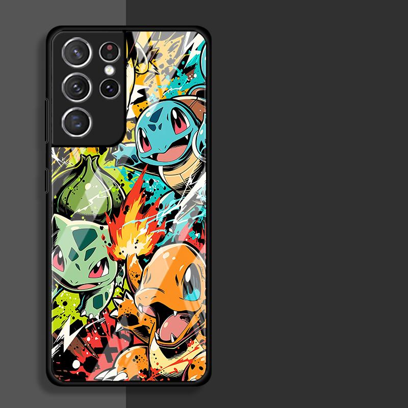 Cartoon Hot Pokemon Glass Case for Samsung Galaxy S26 S25 Ultra S24+ S25+ S23+ S24 S21 S23 Plus S20 FE S22 Luxury Phone Cover