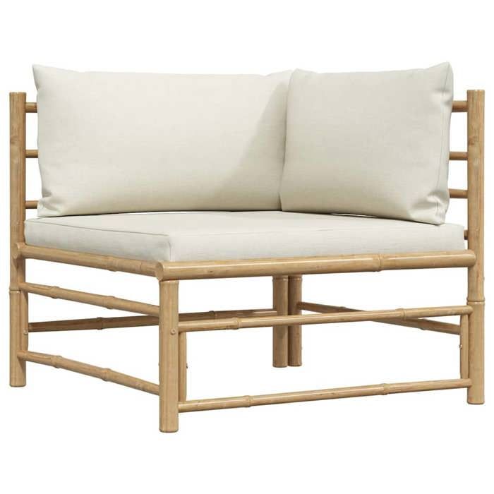 Maison Exclusive - Canapé d'angle de jardin avec coussins blanc crème Bambou