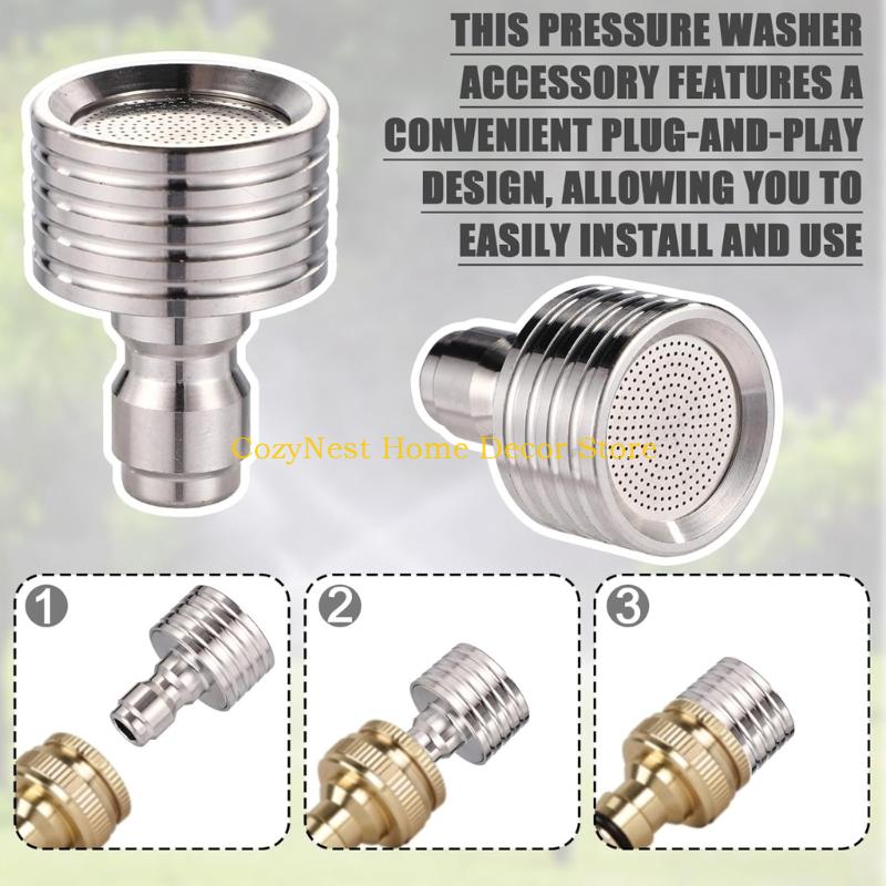 92MF 2Pcs Stainless Steel Power Washer Shower Nozzle 1/4inch Quick Connection Sprinkler For Car Washing And Garden Watering