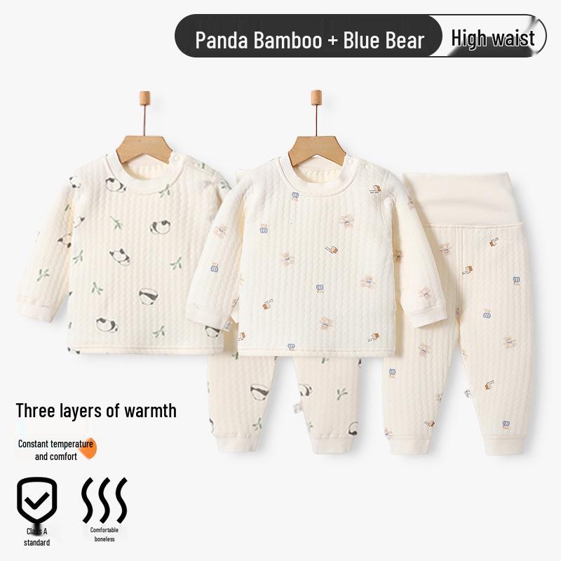 Jingqi Pure Cotton Baby Warm Underwear Set for Boys & Girls - Autumn & Winter Collection