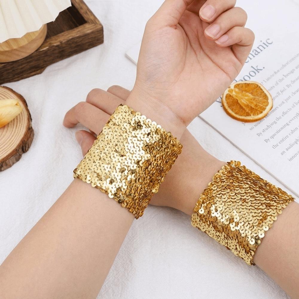Lightweight Sequins Wrist Cuffs Adjustable Wristband Vintage Halloween Arm Cuff Bar Stage Show