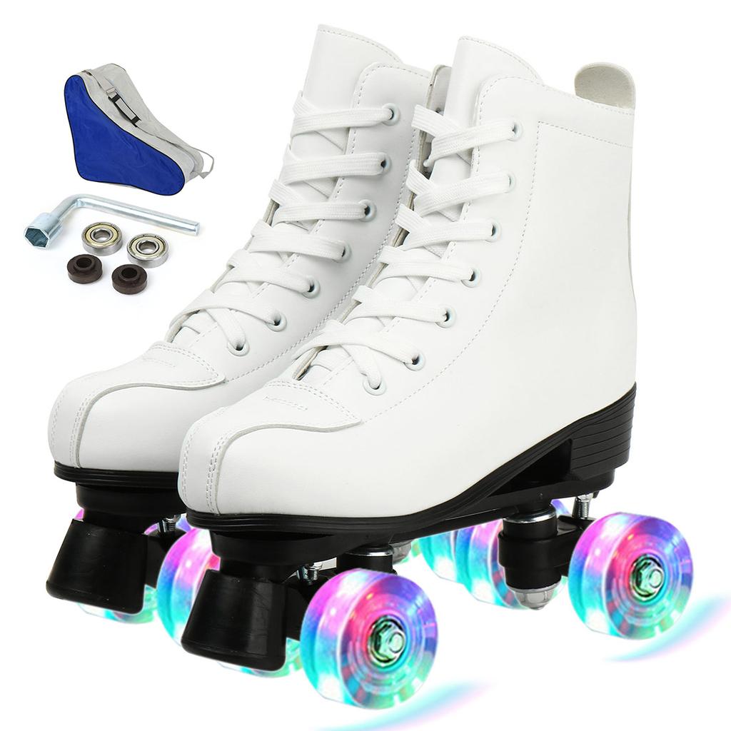 Rollschuhschuhe Größe 35-45 4 Räder Quad Sneakers Skaten Pu-Leder Sport Anfänger Herren und Damen Rollschuhschuhe Geschenk