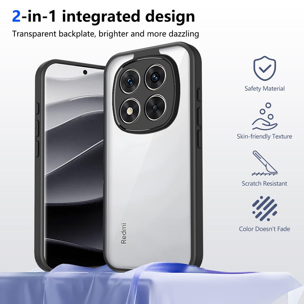 KEYSION Transparent Phone Case for Xiaomi POCO M8 Pro 5G Soft Silicone+PC Clear Shockproof Phone Back Cover for POCO M8 5G